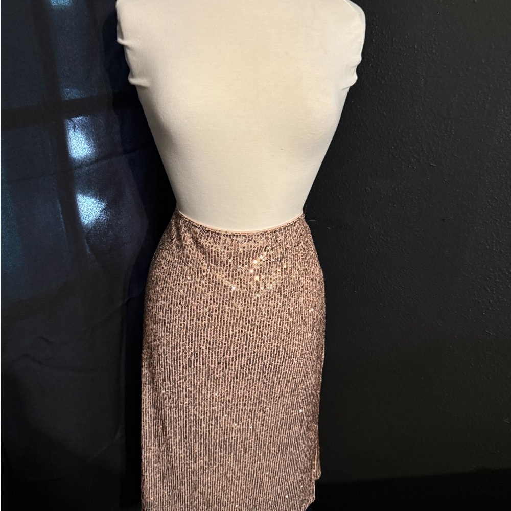 Time and Tru Rose Gold Sequin Pencil Skirt